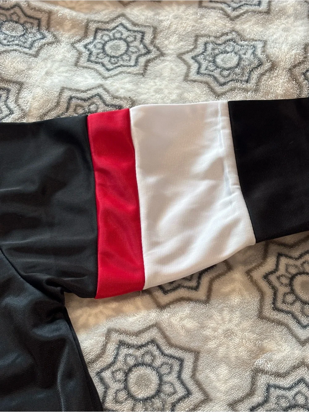 Victor League Black Track Jacket with Red & White Stripes
